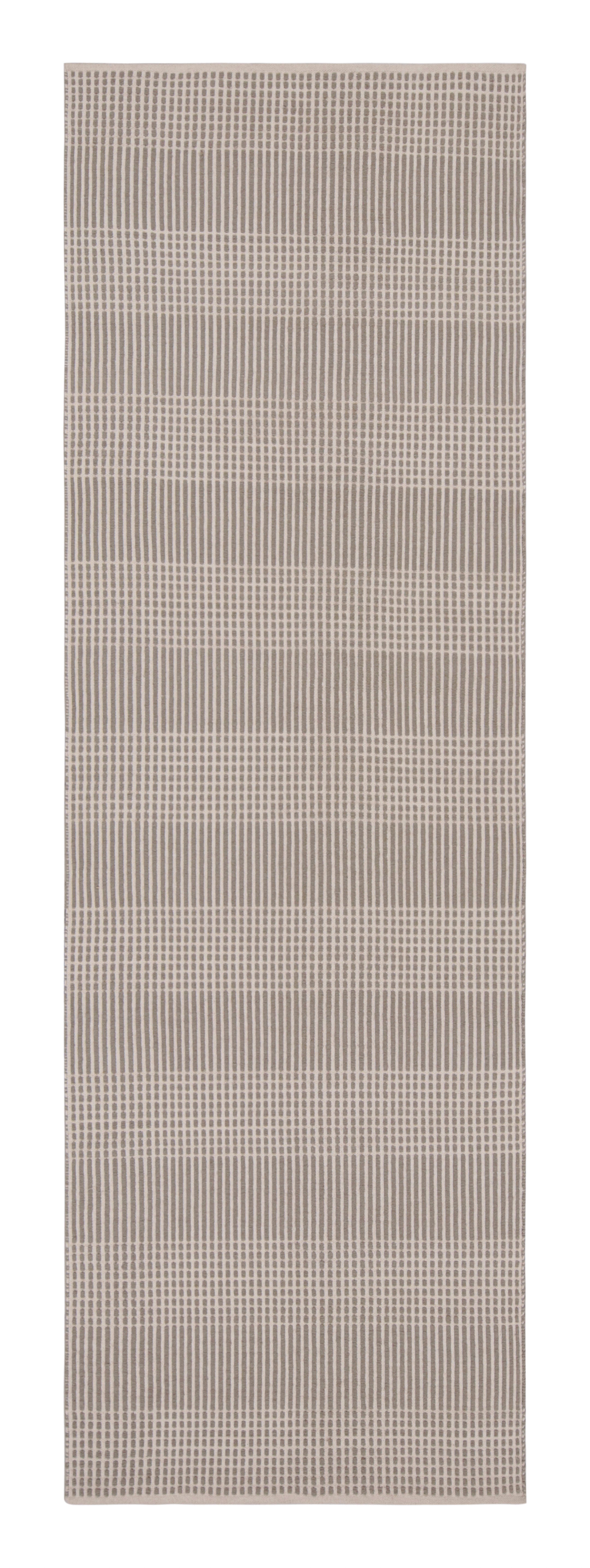 Modern Flat-Weave Beige Brown Geometric Striped Pattern