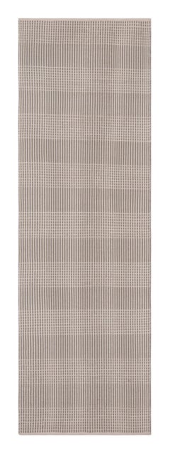 Used Modern Flat-Weave Beige Brown Geometric Striped Pattern
