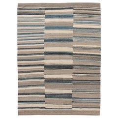 Tapis Kilim moderne à tissage plat en laine taille d'une pièce