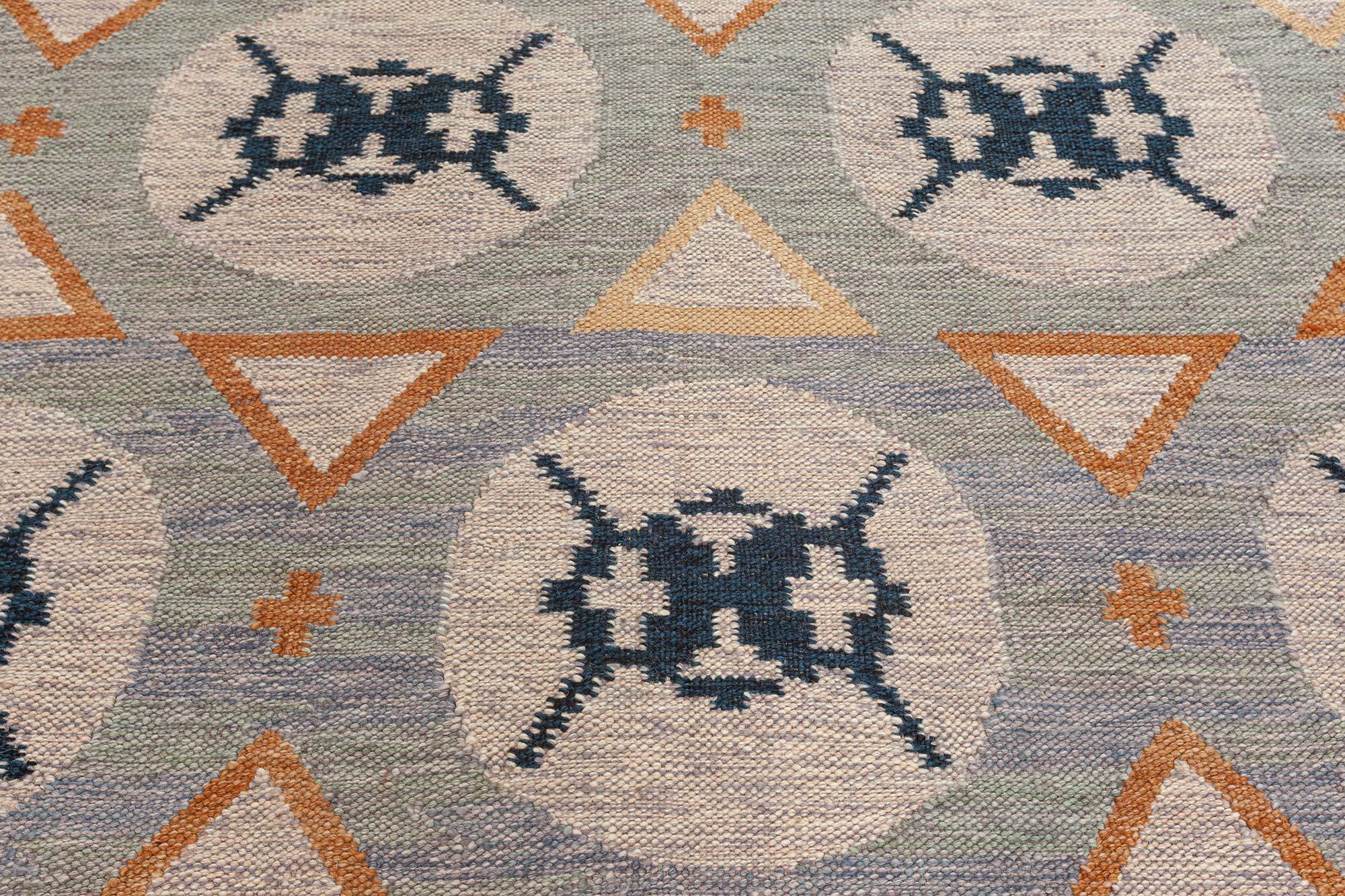 Moderner Flachgewebe-Teppich von Doris Leslie Blau (Indisch) im Angebot