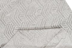 Modern Hand-Knotted Flat-Weave Rug, Wool, Grey Motif, India, 9x12 ft