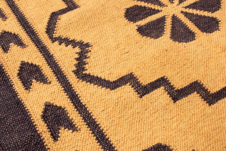 Modern FlatWeave Yellow and Black Cotton Rug For Sale at 1stdibs