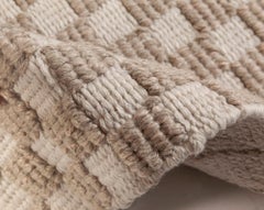 Tappeto moderno in nylon a trama piatta con motivo a scacchiera nei toni del marrone chiaro e del beige "Parquet"