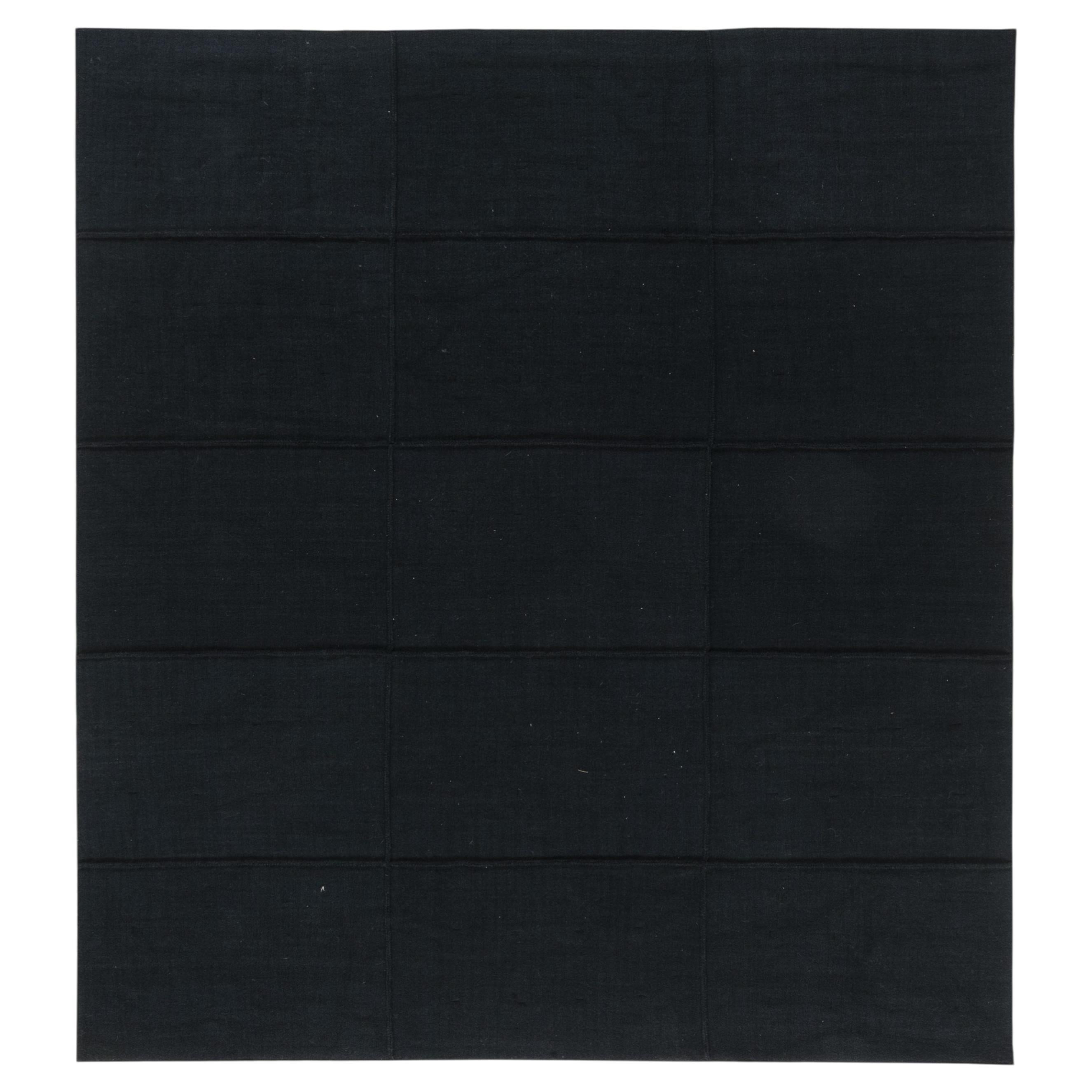 Modern Flatweave Geometric Charcoal Rug "Carreau" by Doris Leslie Blau For Sale