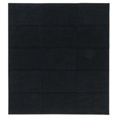 Modern Flatweave Geometric Charcoal Rug "Carreau" by Doris Leslie Blau