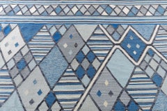 Moderner, flachgewebter, geometrischer, dunkelgrauer Teppich „Rhombique“ von Doris Leslie Blau