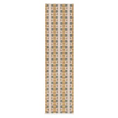 Tapis de passage géométrique « Gildcrest » de Doris Leslie Blau, tissé à plat, couleur beige clair