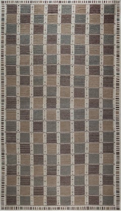 Modern Flatweave Geometric Warm Tan Handmade Rug "Dentelle" by Doris Leslie Blau