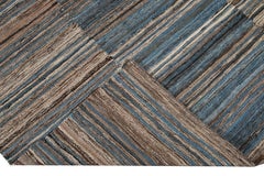 Tapis moderne en laine rayée à tissage plat fait à la main