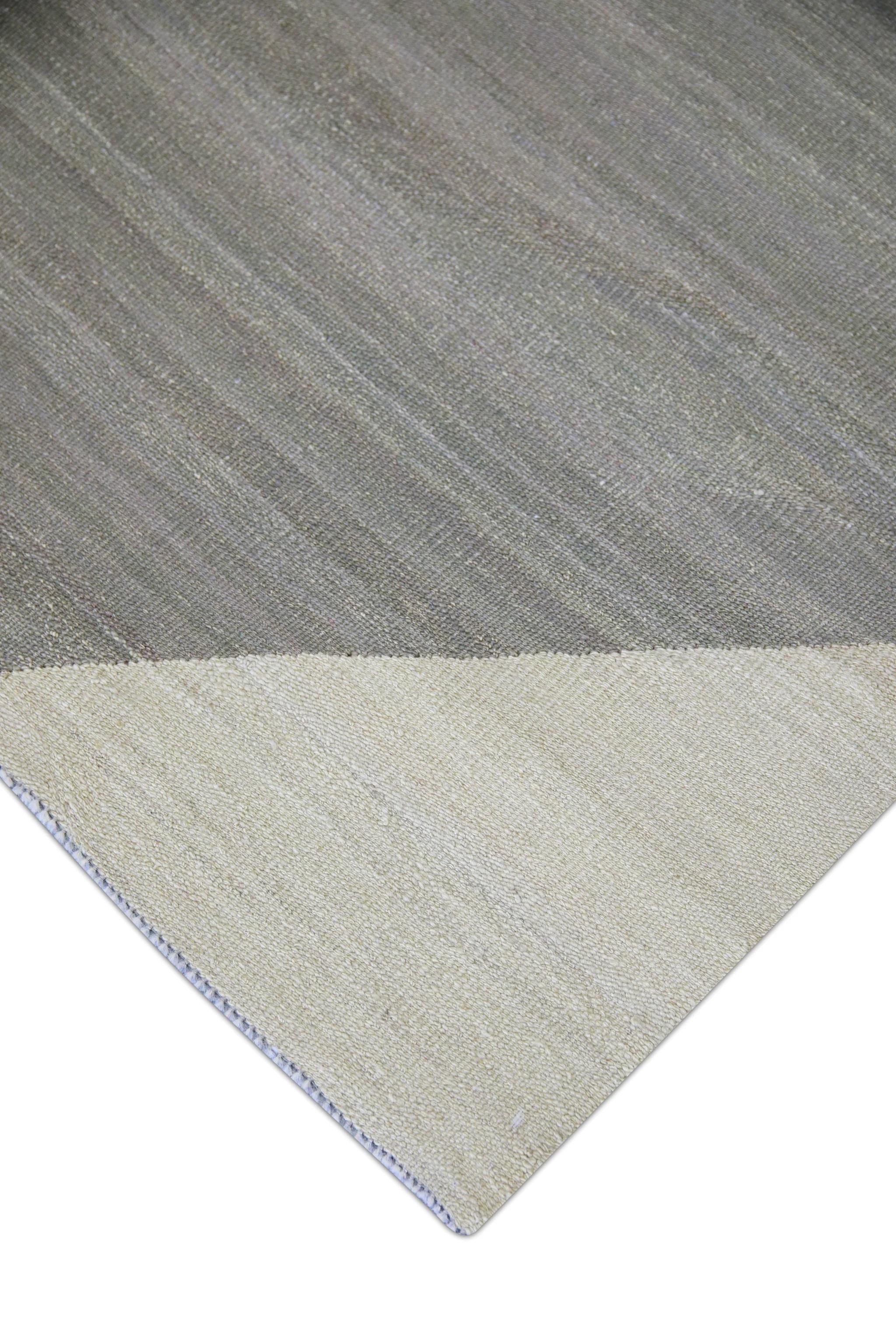 Moderno Runner in lana fatto a mano con disegno geometrico marrone e marrone, 2'11