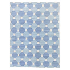 Blue Geometric Design Flatweave Handmade Wool Rug 7
10" X 10
5"
