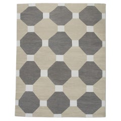 Tan and Brown Flatweave Handmade Wool Rug in Geometric Pattern 8' X 10'4"