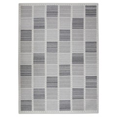 Gray Geometric Pattern Flatweave Handmade Wool Rug 9' X 12'5"