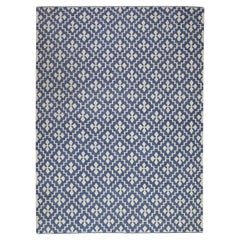 Blue Geometric Design Flatweave Handmade Wool Rug 9'2" X 12'2"