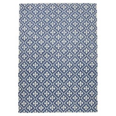 Blue Flatweave Handmade Wool Rug in Geometric Design 9'5" X 12'3"