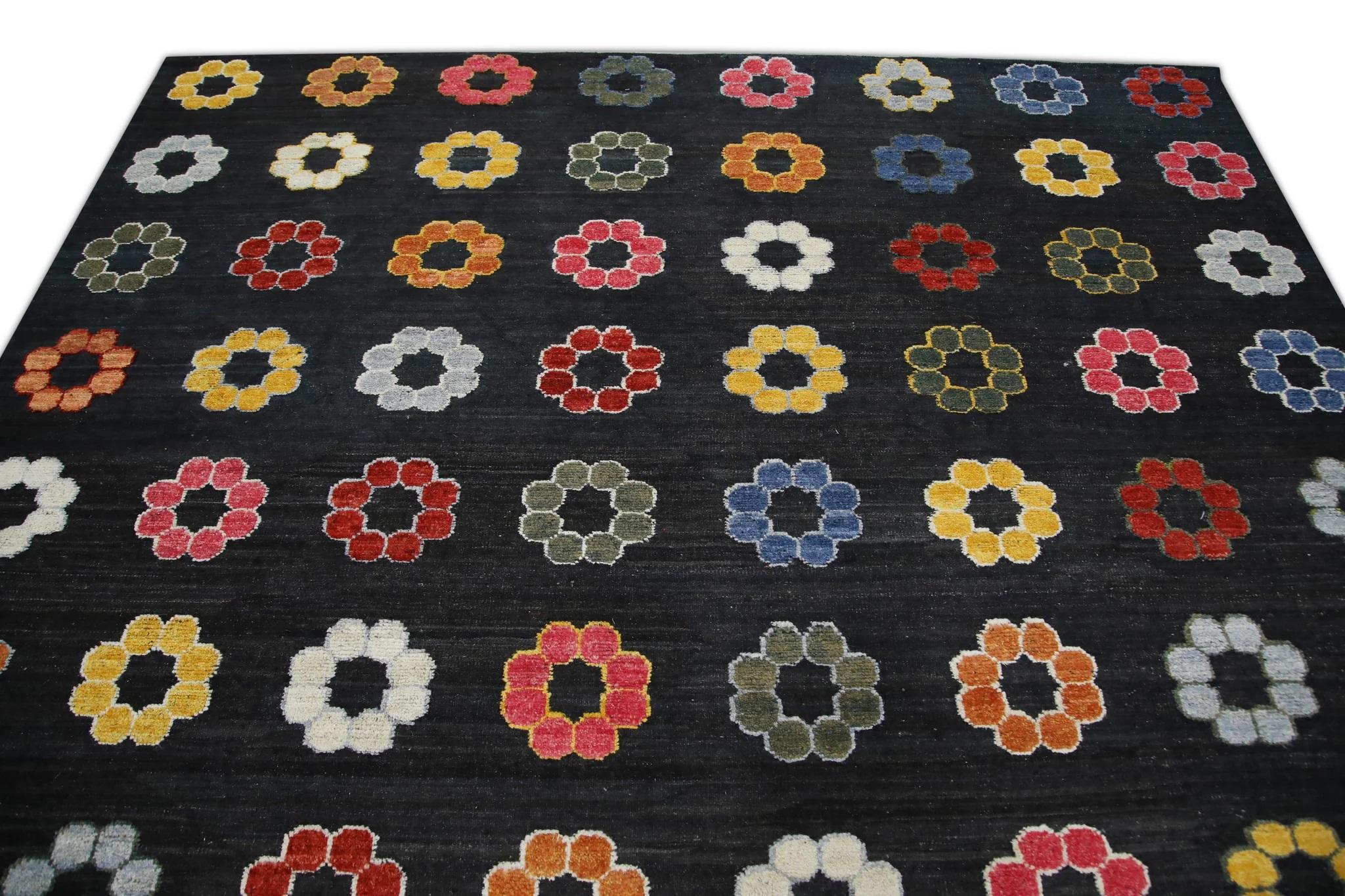Multicolor Floral Pattern Flatweave Handmade Wool Rug 8'7