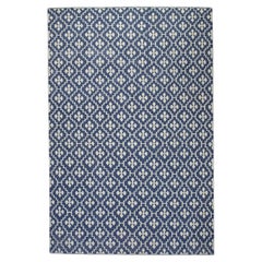 Blue Geometric Design Flatweave Handmade Wool Rug 8'1" X 10'6"