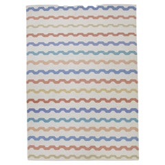 White Multicolor Geometric Stripe Design Flatweave Handmade Wool Rug 9'2"X12'5"