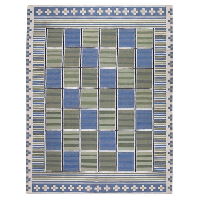 Rug and Kilim’s Gradient Custom Rug Sample with Green and Blue ...
