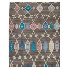 Brown Multicolor Geometric Design Flatweave Handmade Wool Rug 9'10" X 12'3"