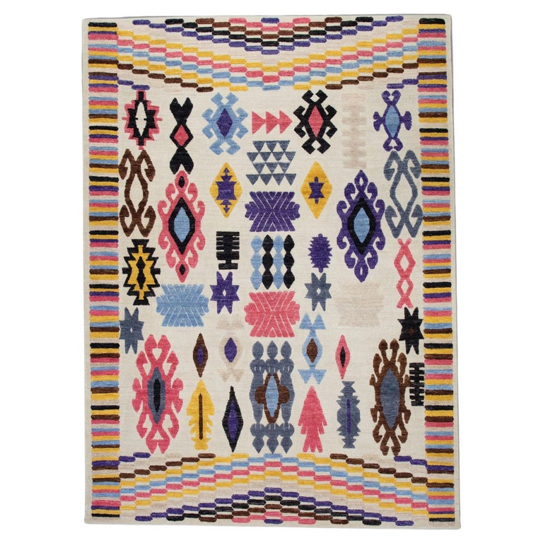Modern Flatweave Handmade Wool Rug For Sale at 1stDibs