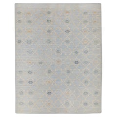 Blue Geometric Design Flatweave Handmade Wool Rug 11'11" x 15'