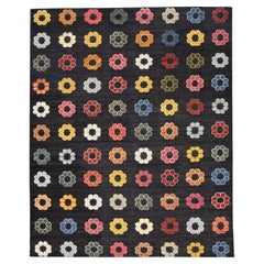 Multicolor Floral Pattern Flatweave Handmade Wool Rug 8'7" X 10'5"