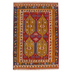 Tappeto moderno in lana a trama piatta Rug & Kilim multicolore con motivo a trifoglio