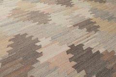 Modern Flatweave Kilim Rug in Earth Tones – Handwoven Wool Geometric Design