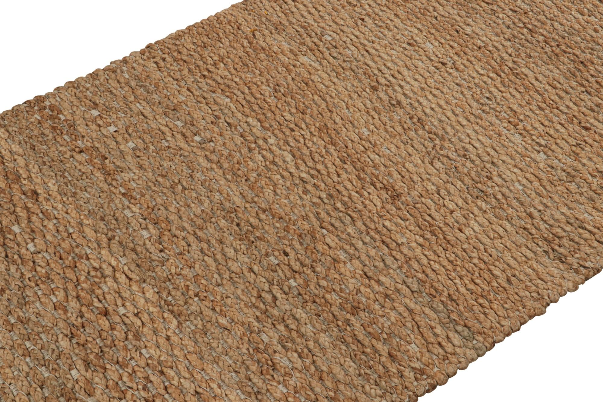 Indiano Runner moderno a trama piatta in beige/marrone, con strisce testurizzate, da Rug & Kilim in vendita