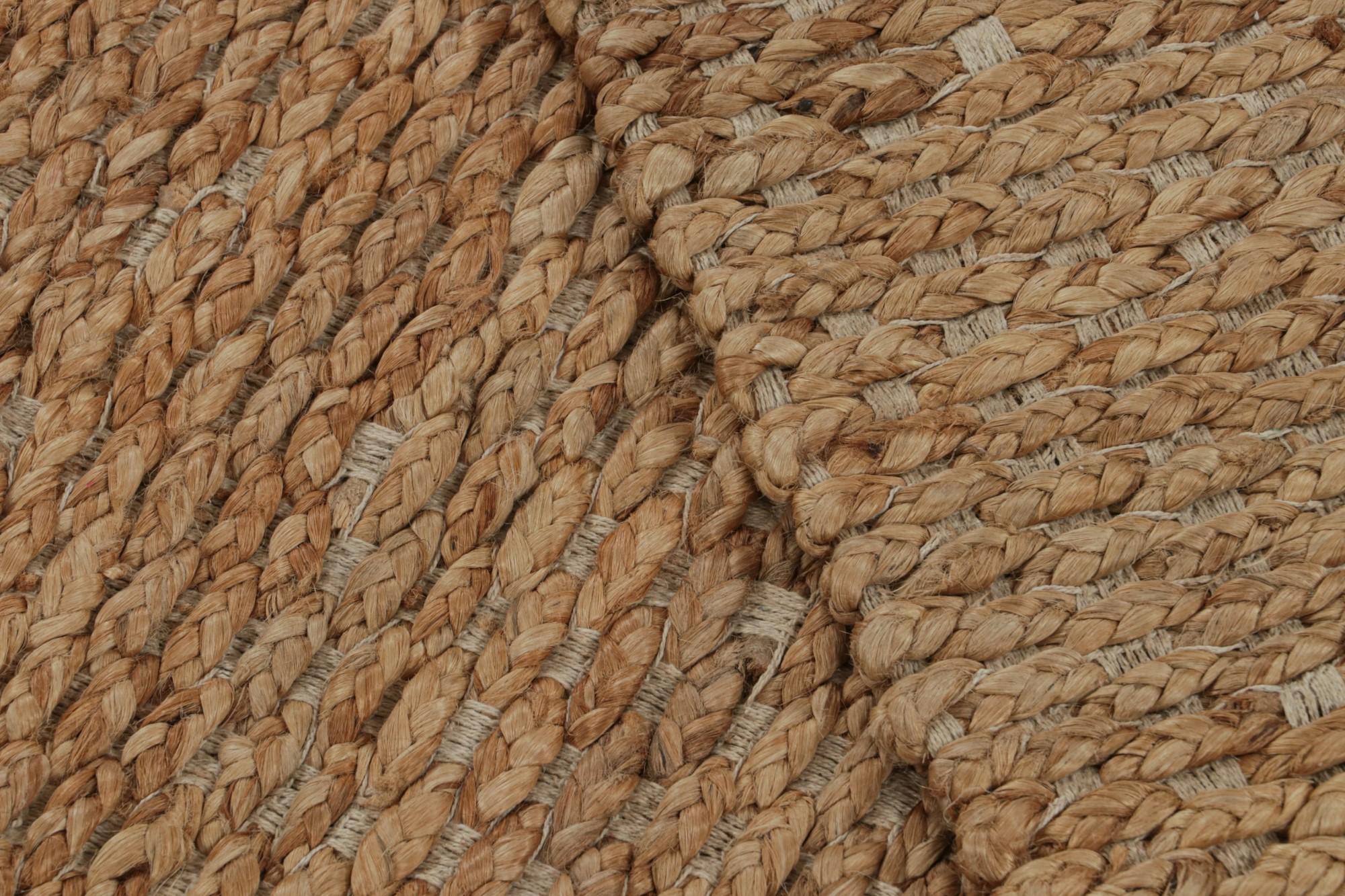 XXI secolo e contemporaneo Runner moderno a trama piatta in beige/marrone, con strisce testurizzate, da Rug & Kilim in vendita