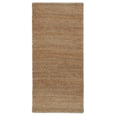 Modern Flatweave Runner in Beige/Brown, with Textural Stripes, from Rug & Kilim