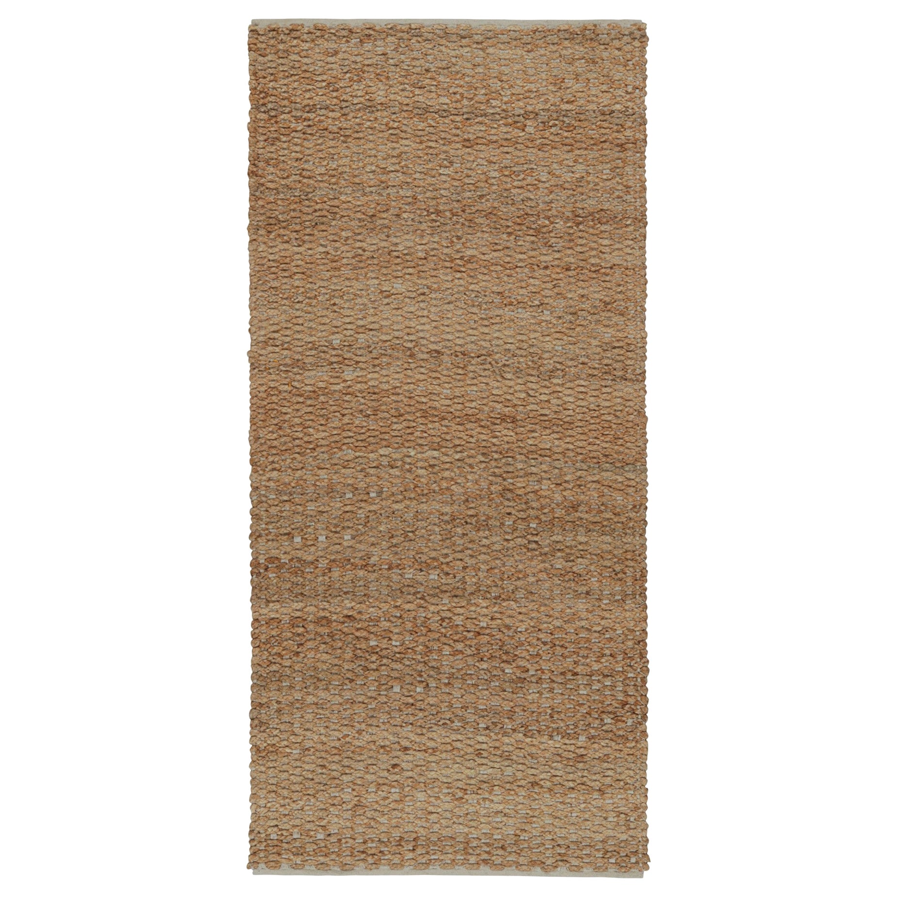 Modern Flatweave Runner in Beige/Brown, with Textural Stripes, from Rug & Kilim