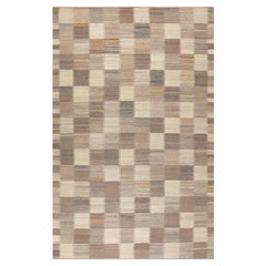 Modern Flatweave Wool Rug – Handwoven Geometric in Earth Tones