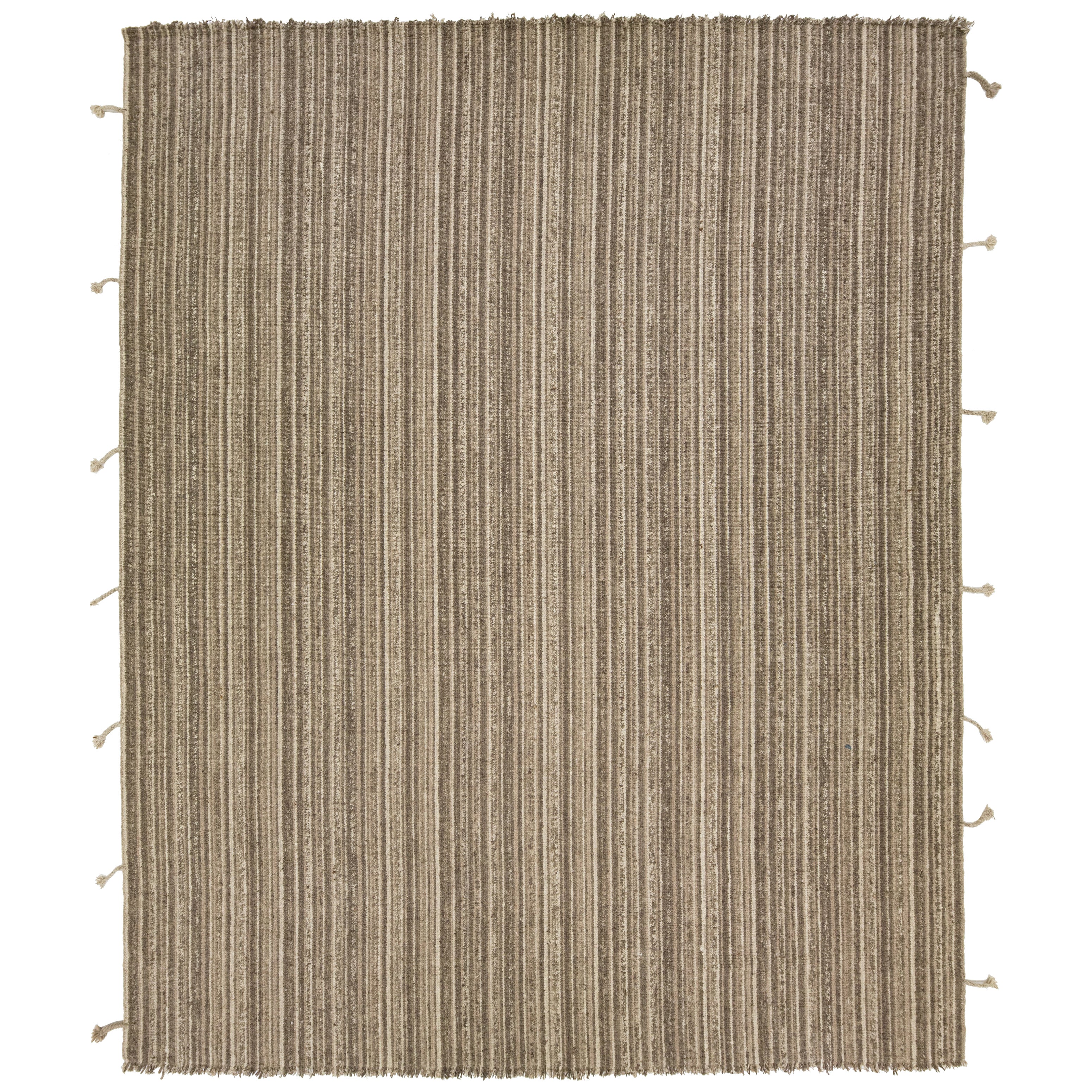 Tapis moderne en laine tissée avec un design géométrique dans des tons terreux en vente