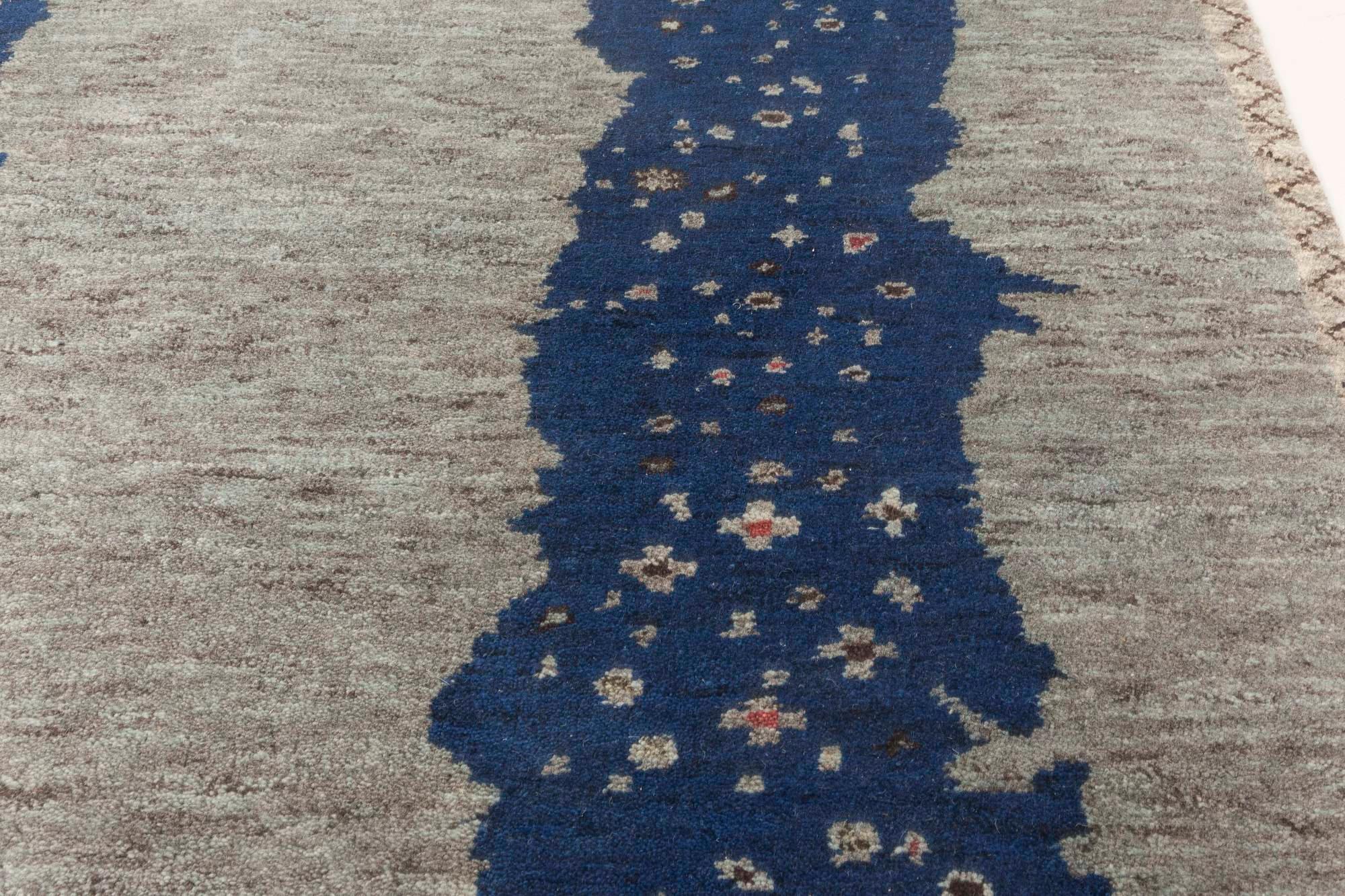 Indian Modern Flen Swedish-Inspired Abstract Pile Wool Rug by Doris Leslie Blau For Sale