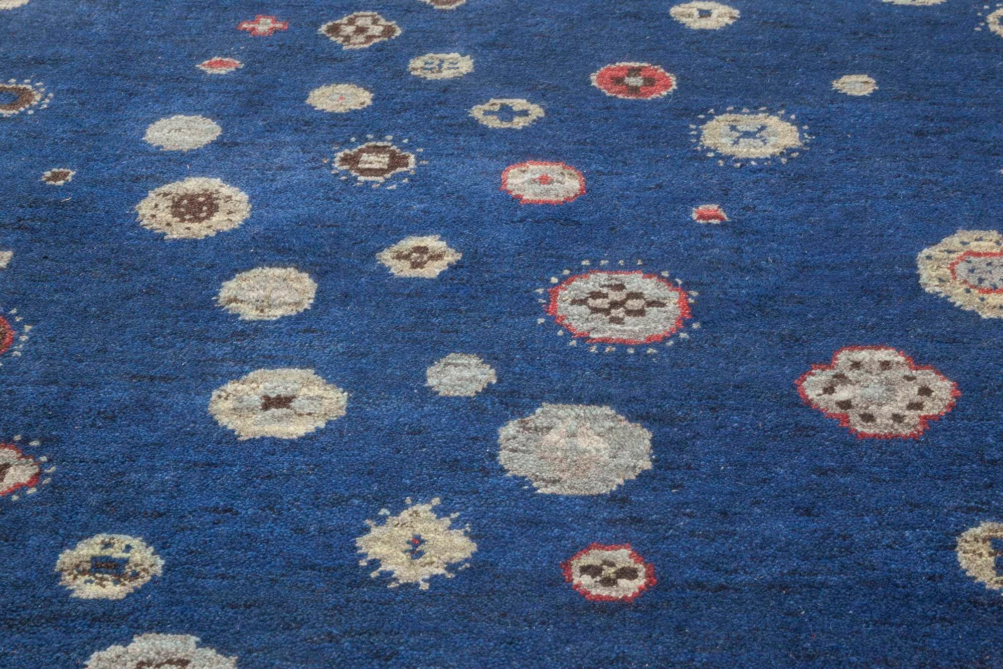 Hand-Knotted Modern Flen Swedish-Inspired Abstract Pile Wool Rug by Doris Leslie Blau For Sale