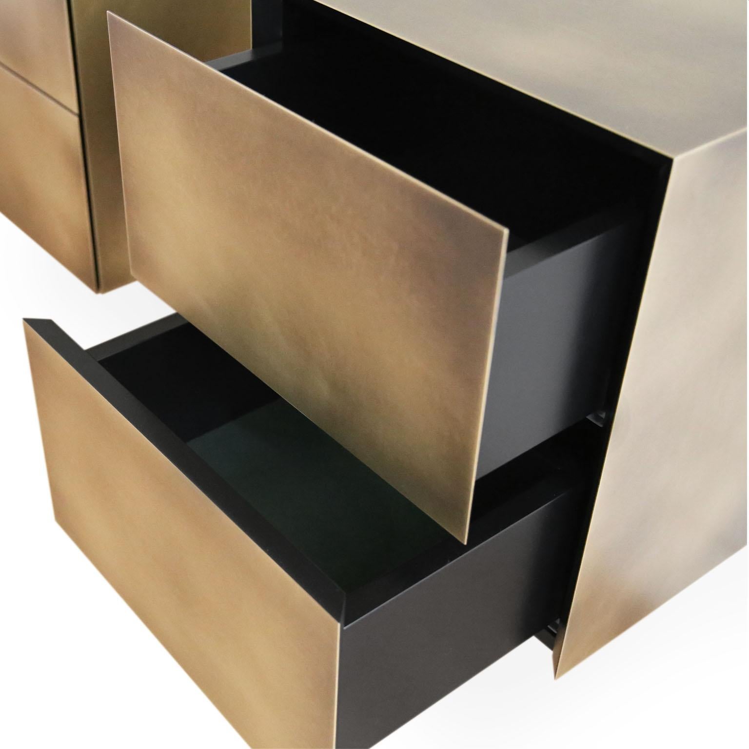 Modern Floating Brass Side Table Set of 2 In New Condition For Sale In Riga, LV