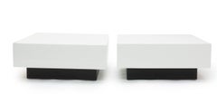 Modern Floating Square Coffee Table in White Lacquer