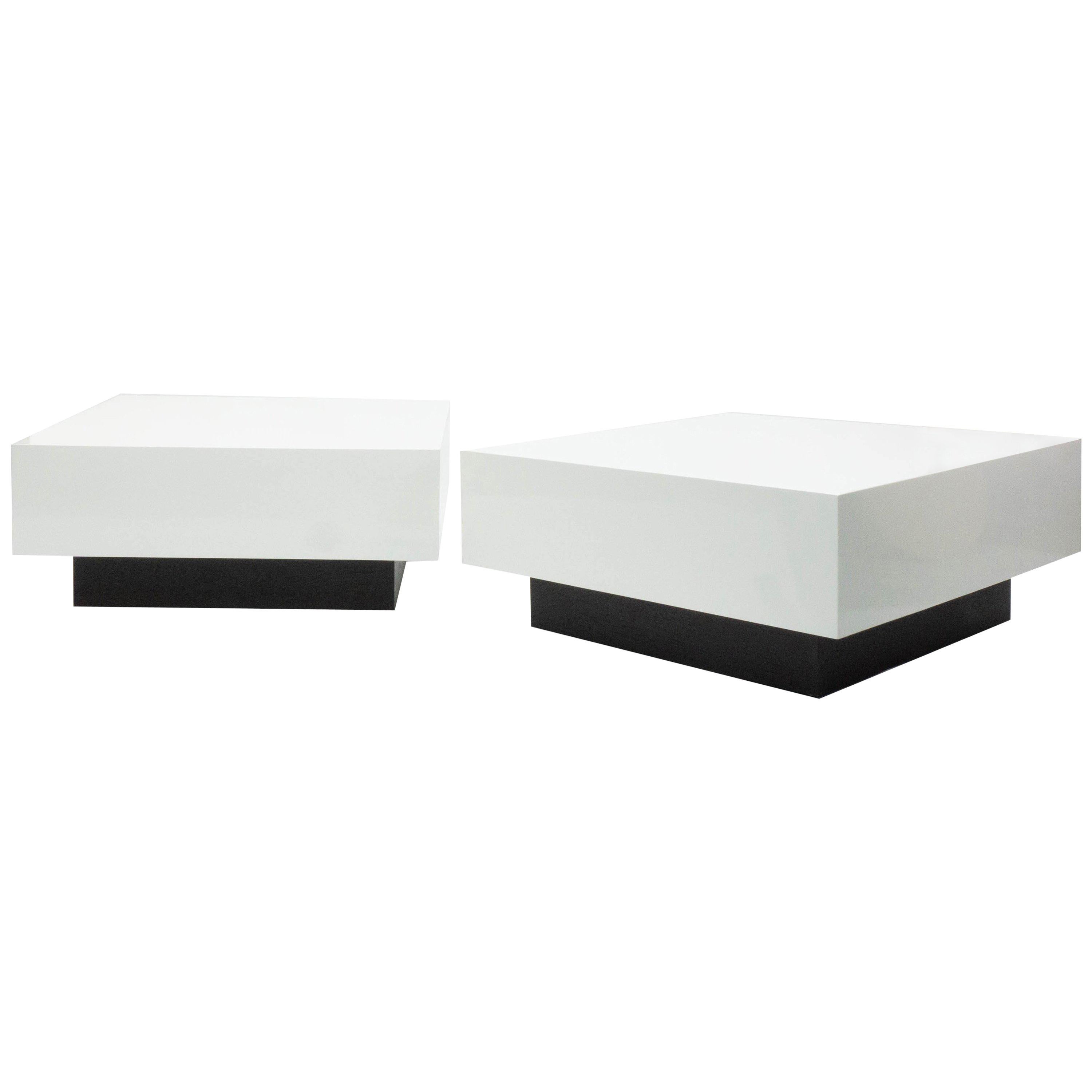 Mesa de centro cuadrada flotante moderna en lacado blanco en venta
