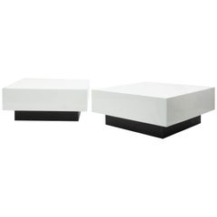Modern Floating Square Coffee Table in White Lacquer