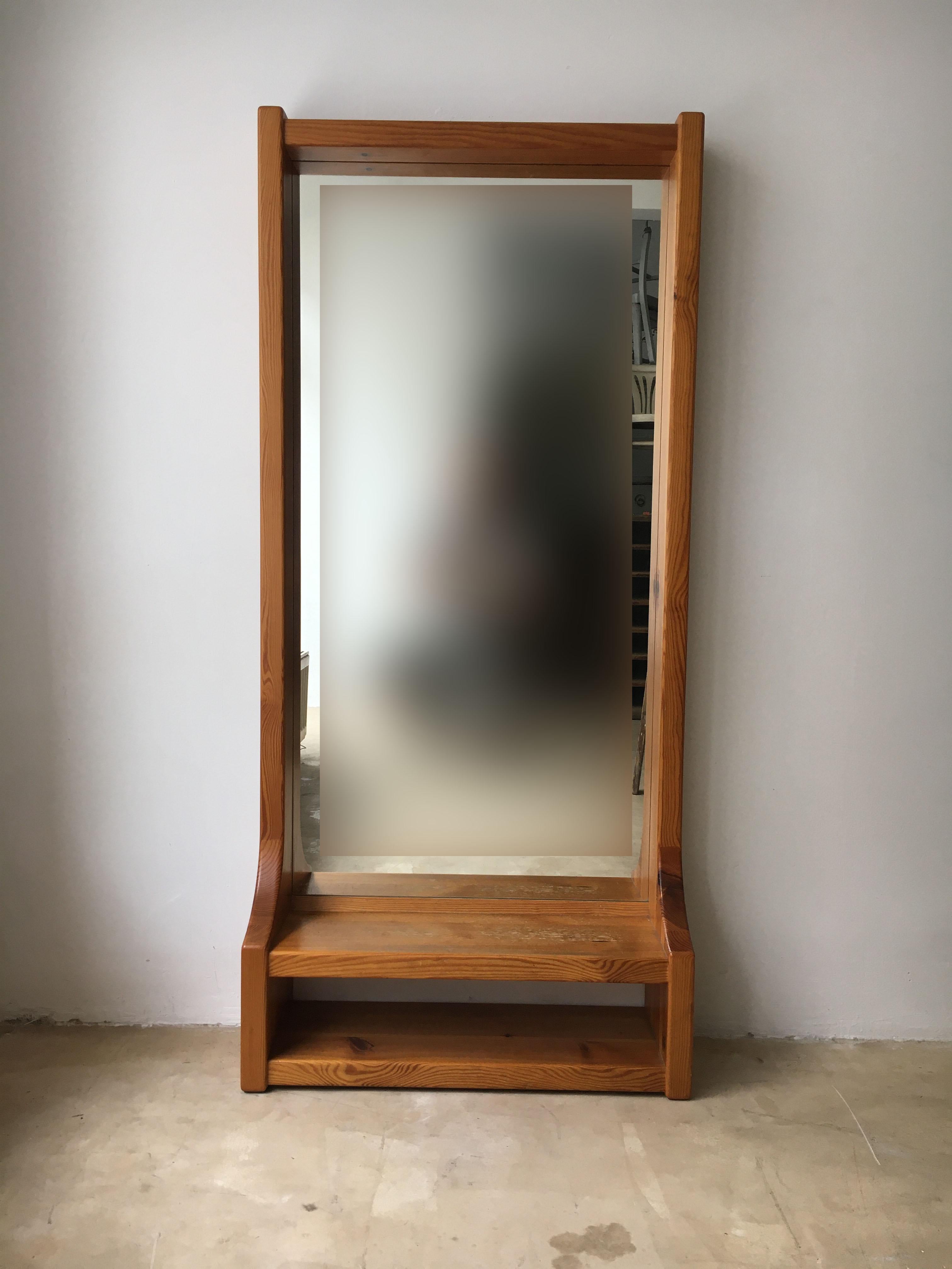 Modern Floating Wall Mirror with Shelf by Glas Mäster in Markaryd, Sweden, 1970s For Sale 1