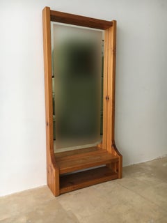 Modern Floating Wall Mirror with Shelf by Glas Mäster in Markaryd, Sweden, 1970s