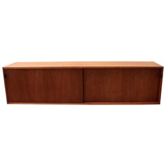 Modern Floating Wall Mount Walnut Cabinet by Florence Knoll
