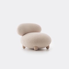 Modern Accent Flock Lounge Chair in Beige Faux Sheepskin by NOOM