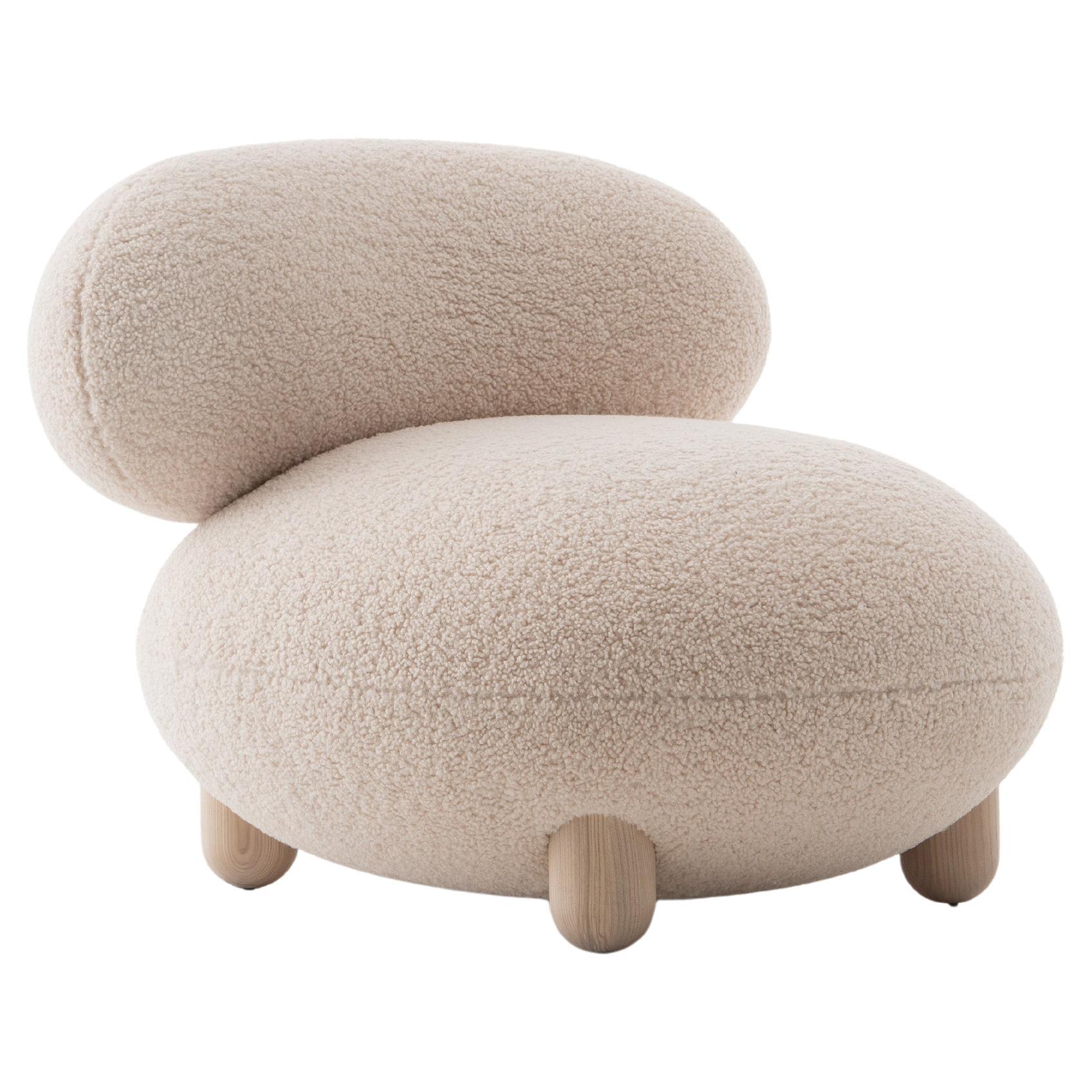 Modern Flock Lounge Chair Fluffy edition in Faux Sheepskin by NOOM
