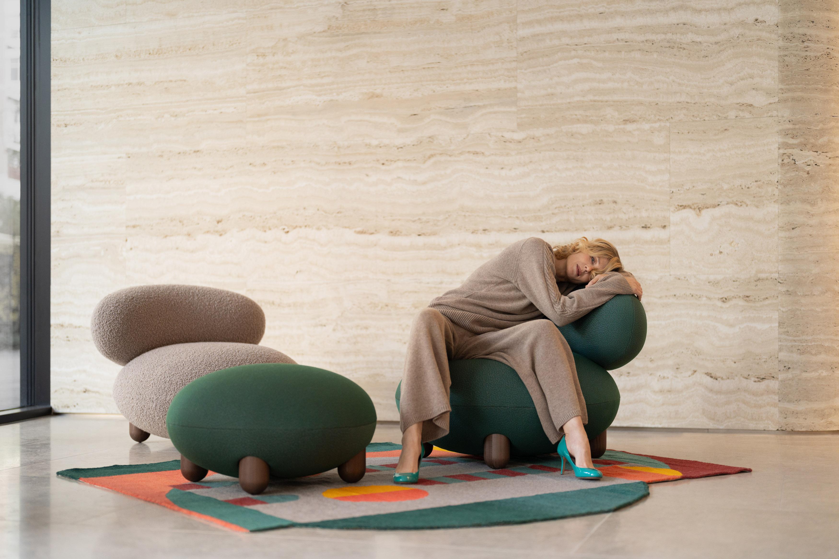 Sedia da salotto moderna Flock con ottomana Flock di Noom in vendita 9