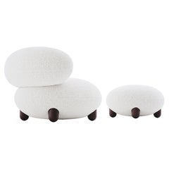 Modern Flock Lounge Chair with Flock Ottoman by Noom
