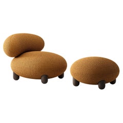 Fauteuil de salon moderne Flock avec repose-pieds Flock en différents tissus par Noom