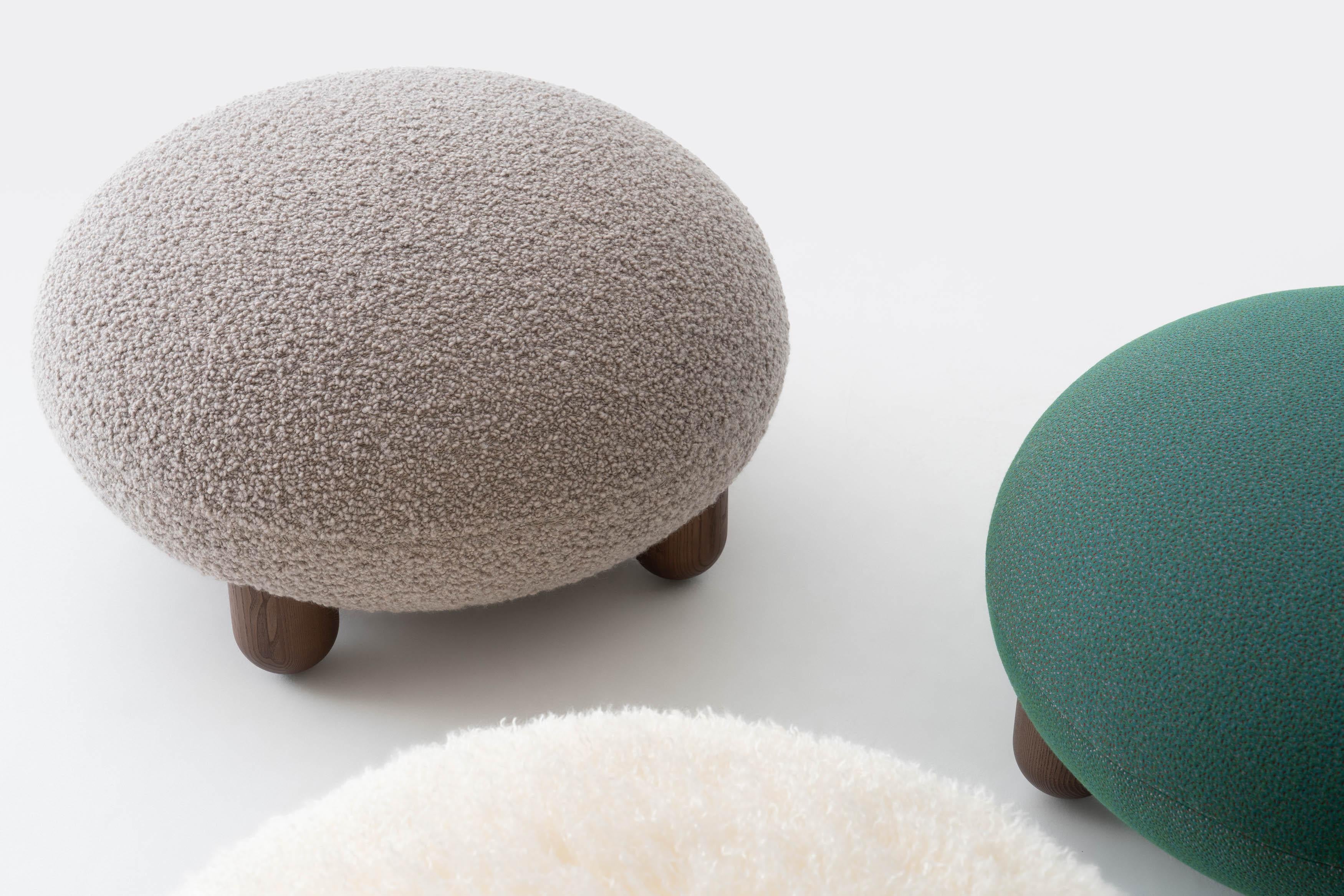 Modern Flock Pouf in Dedar Nimbus boucle by NOOM For Sale 4